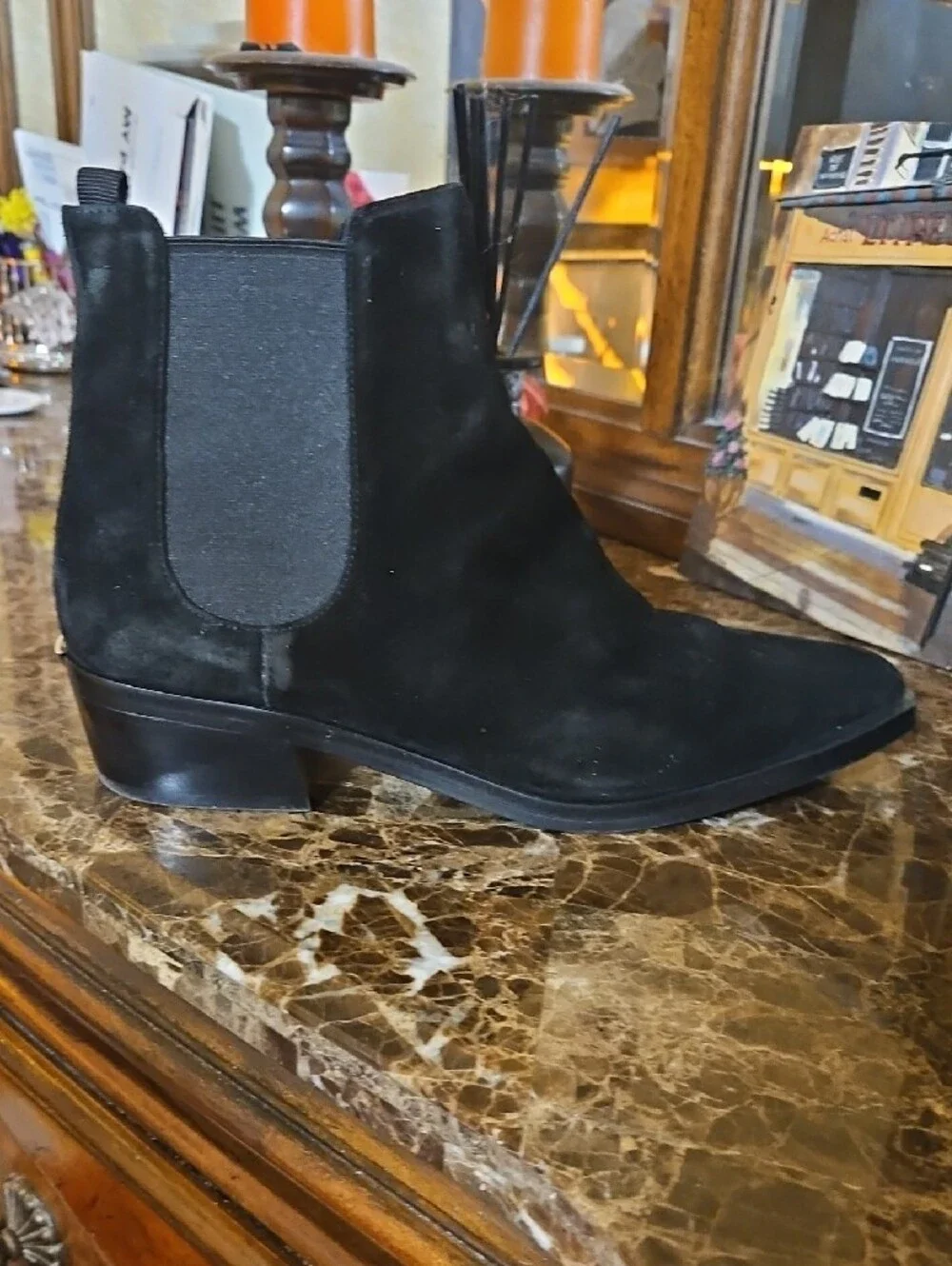 Michael Kors Black Suede Chelsea Ankle Boots